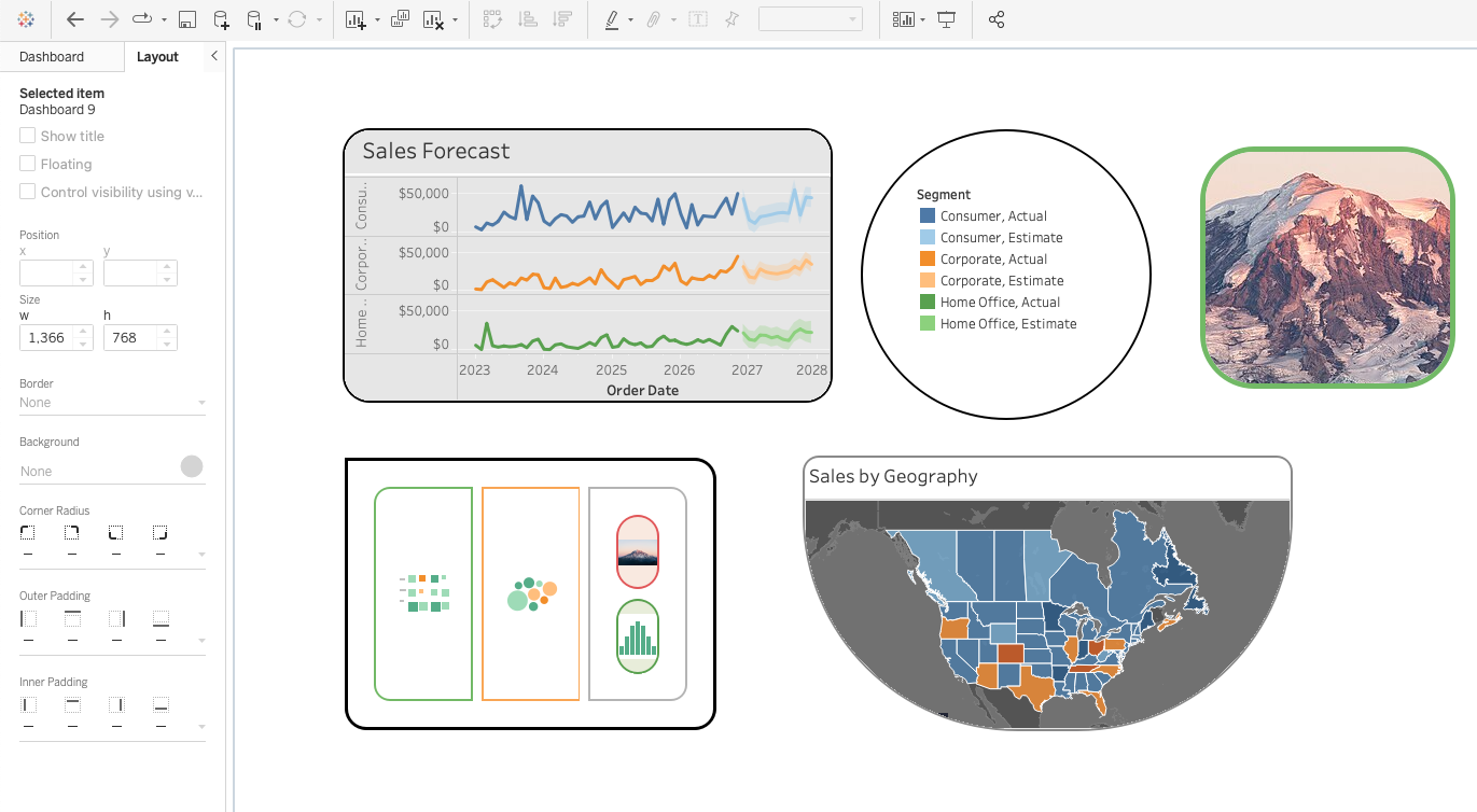 Tableau 2026.1 - 仪表板对象支持圆角样式 Tableau 2026.1 - 仪表板对象支持圆角样式